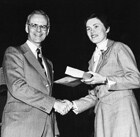 Bill Broadhurst and Pam Jermey in 1976. PW’s Pam Jermey becomes the first woman to win the Governor General’s Gold Medal for top marks on her UFE.