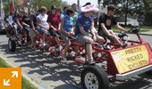 Waterloo office riding the Big Bike for the Heart & Stroke Foundation