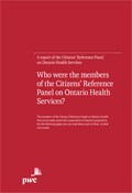 Who were the members of the Citizens' Reference Panel on Ontario Health Services?