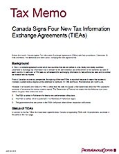 Tax Memo: Canada Signs Four New Tax Information Exchange Agreements