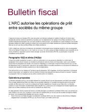 Bulletin fiscal: L'ARC autorise les opérations de prêt entre sociétés du même groupe