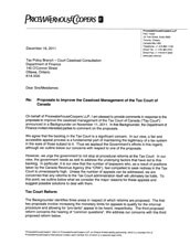 PwC’s Submissions on Proposals to Improve the Caseload Management of the Tax Court of Canada