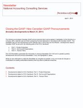 2011-04-05 Closing the GAAP: New Canadian GAAP Pronouncements (Includes developments to March 31, 2011)