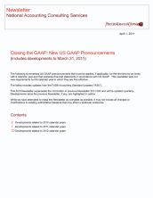 2011-04-05 Closing the GAAP: New US GAAP Pronouncements (Includes developments to March 31, 2011)