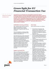 Global FS tax newsflash: Green light for EU Financial Transaction Tax Industry: financial services