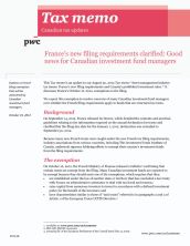 Tax memo: France’s new filing requirements clarified: Good news for Canadian investment fund managers (Memo No. 2012-38)