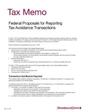 Tax memo: Federal Proposals for Reporting Tax Avoidance Transactions