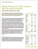 Global Forest and Paper Industry: Net Earnings Summary — Three months ended June 30th, 2009
