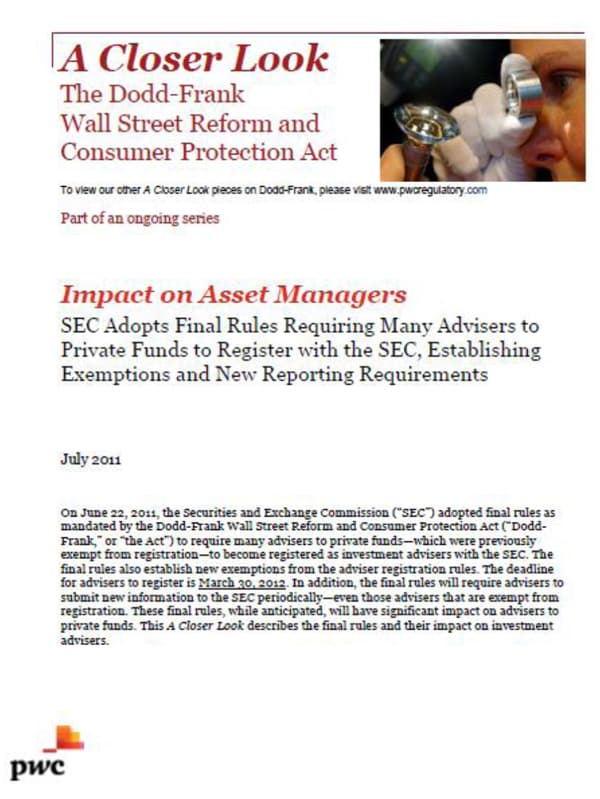 DoddFrank SEC Investment Adviser Registration, Exemptions and