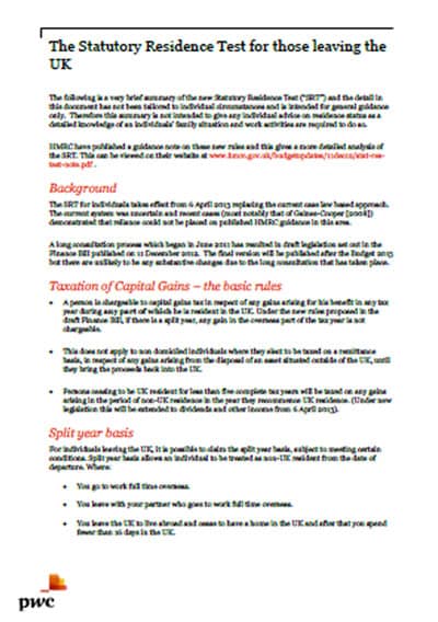 UK Statutory Residence Test