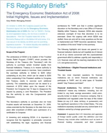 The Emergency Economic Stabilization Act of 2008: Initial highlights, issues and implementation