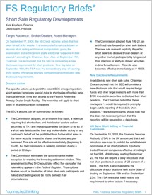 New SEC and FSA actions on short selling and disclosure requirements