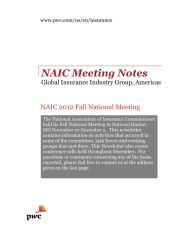 NAIC meeting notes: Fall 2012