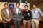 Felipe Retamal, Jefe de Gestión Logística de CMPC Tissue; Felipe Calderón, Jefe de Operaciones Logísticas de Unimarc; Thomas Ochoa, y Juan Pablo Arroyo, ambos Encargados de Operaciones de Pépsico.