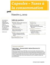 Capsules – Taxes à la consommation, 2012 Numéro 5
