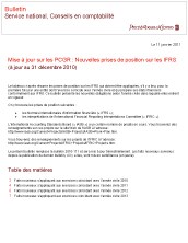 2011-01-11 Mise à jour sur les PCGR : Nouvelles prises de position sur les IFRS (à jour au 31 décembre 2010)