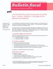 Bulletin fiscal : Avis de motion de voies et moyens du 24 octobre 2012 : Version « définitive » des règles sur les fiducies non residents (Memo No. 2012-50F)