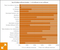 India Software top 20 as software percentage