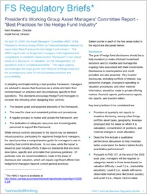 Best practices for the hedge fund industry