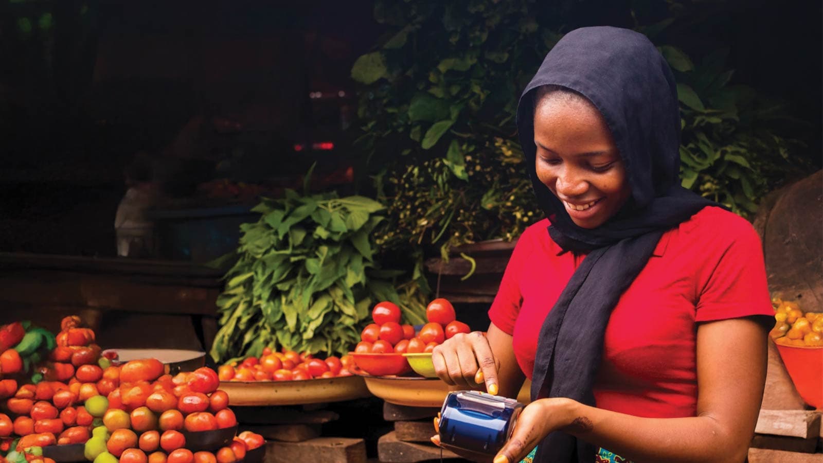 Woman at a food market.