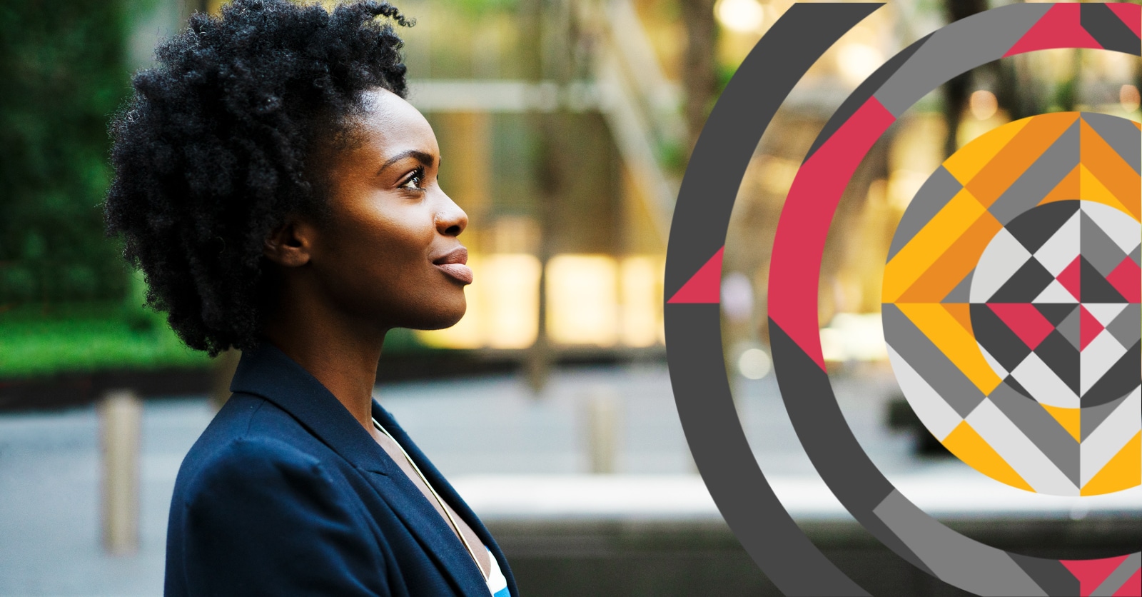 Business woman looking up