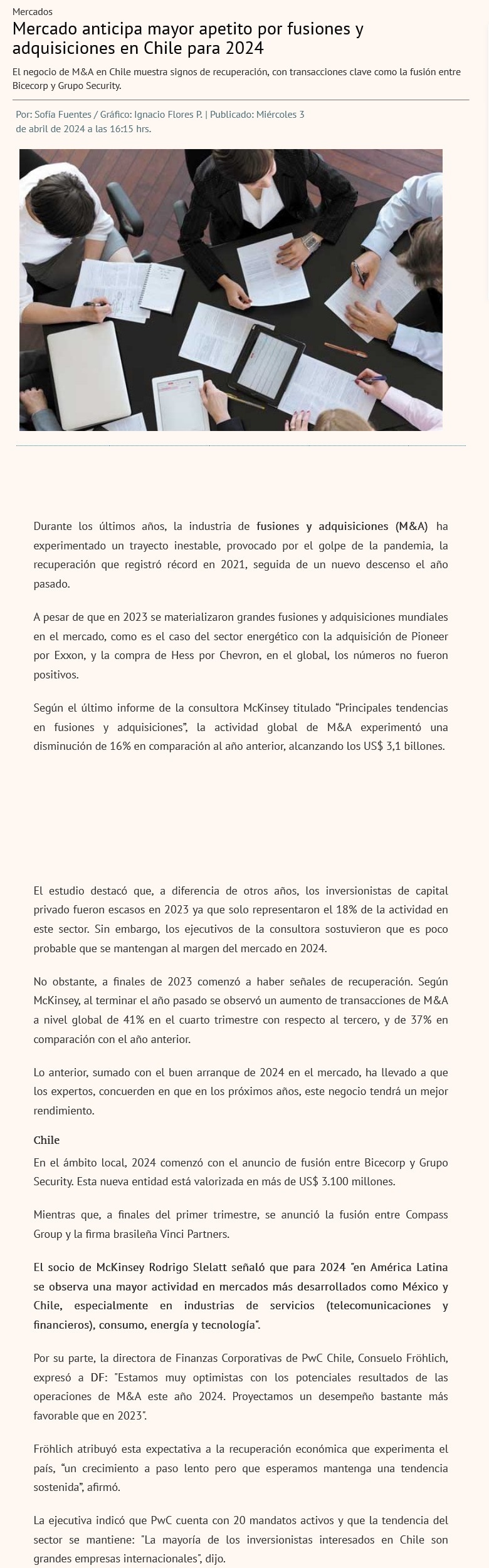 Fusiones y adquisiciones en Chile 2023