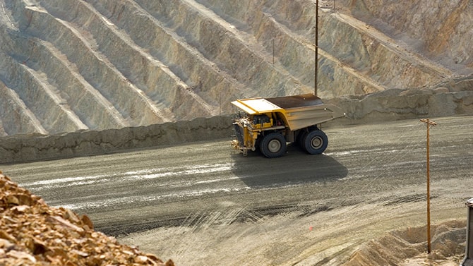 Dump truck in a mine.