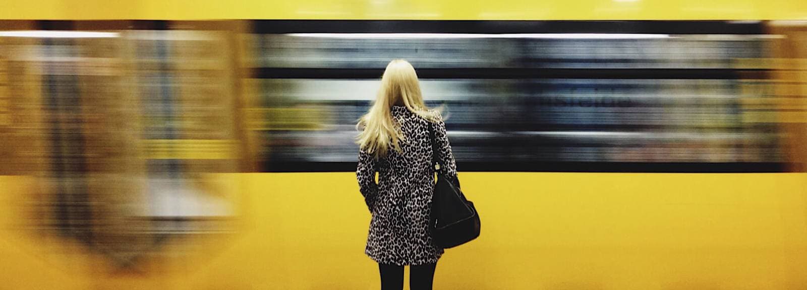 woman waiting for train