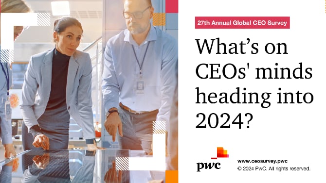 Economic optimism doubles, yet almost half of CEOs do not believe their businesses will be viable in a decade as tech and climate pressures accelerate: PwC Global CEO Survey | PwC