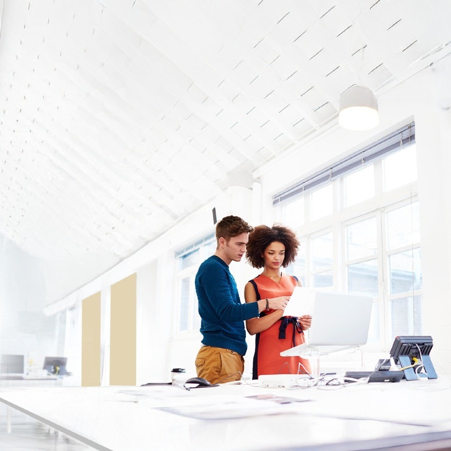 Team in discussion in office