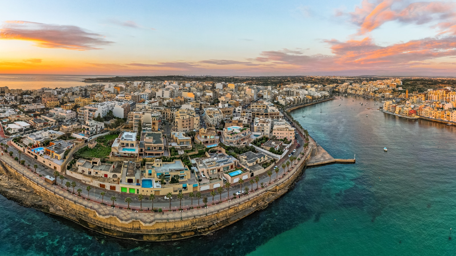 Aerial view of Maltese town