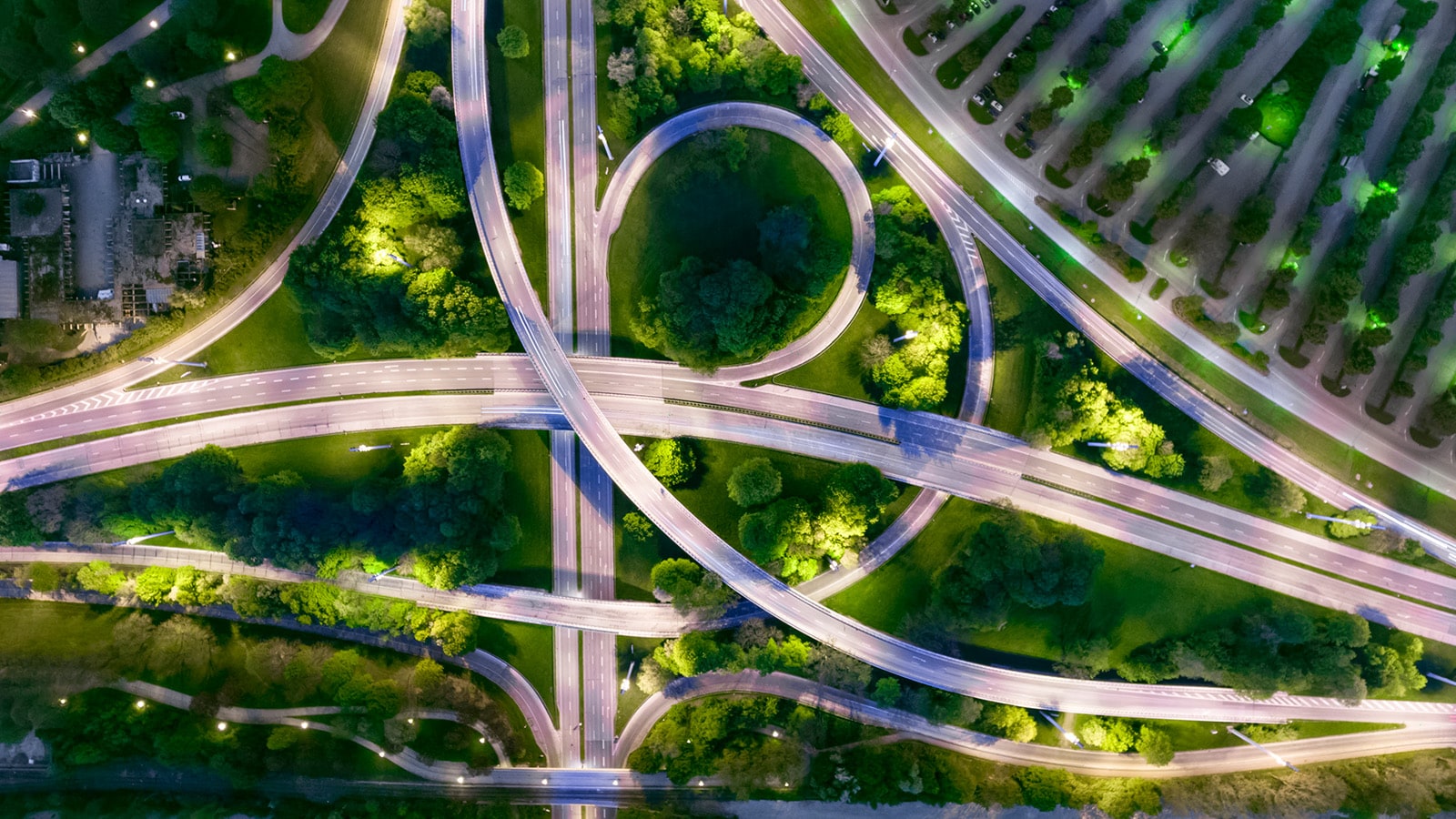 Aerial view of a highway.