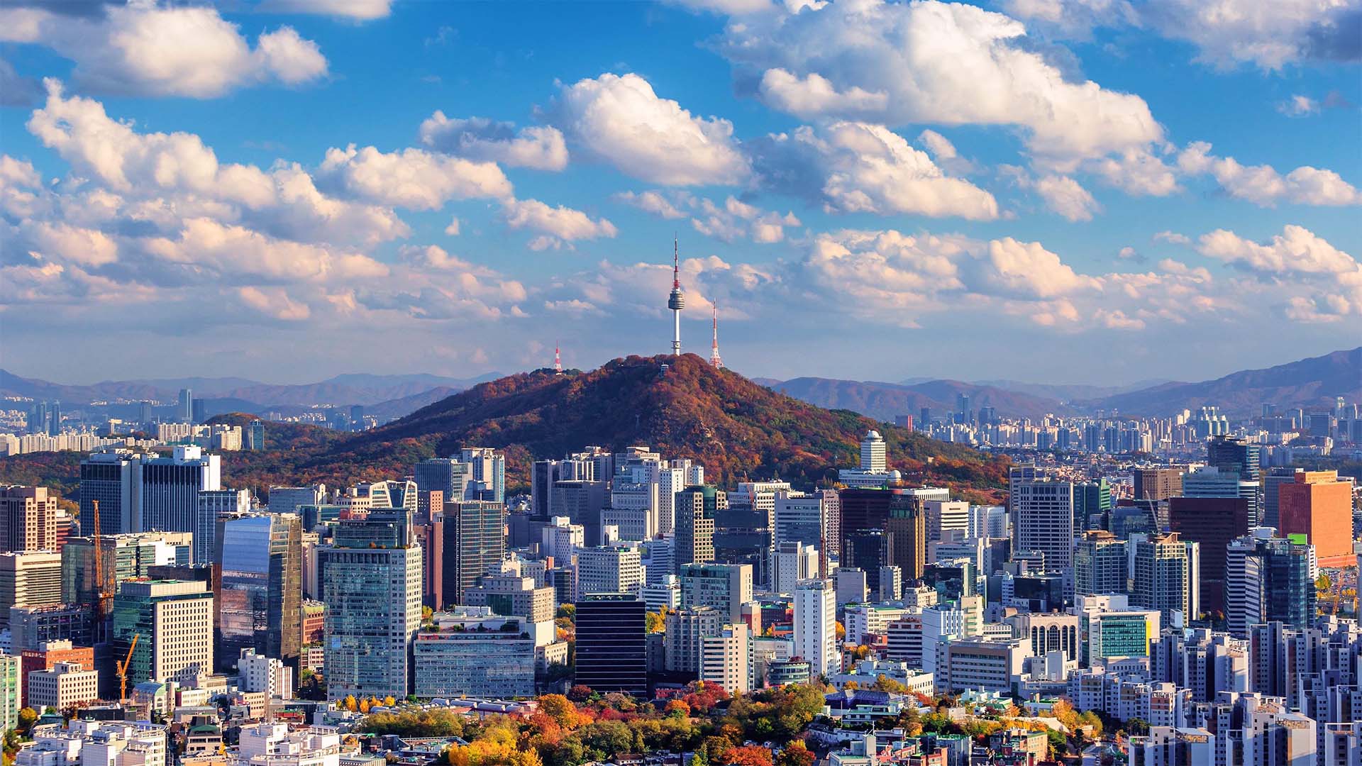 Seoul, South Korea skyline with a view of Namsan Tower