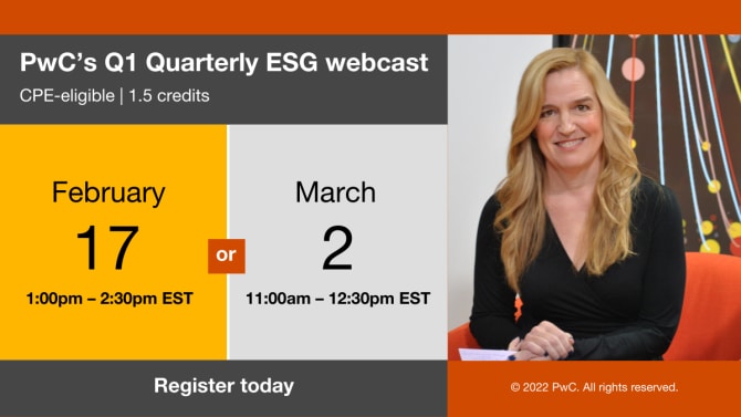 PwC's Q1 2022 Quarterly ESG webcast