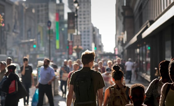 people walking in the city
