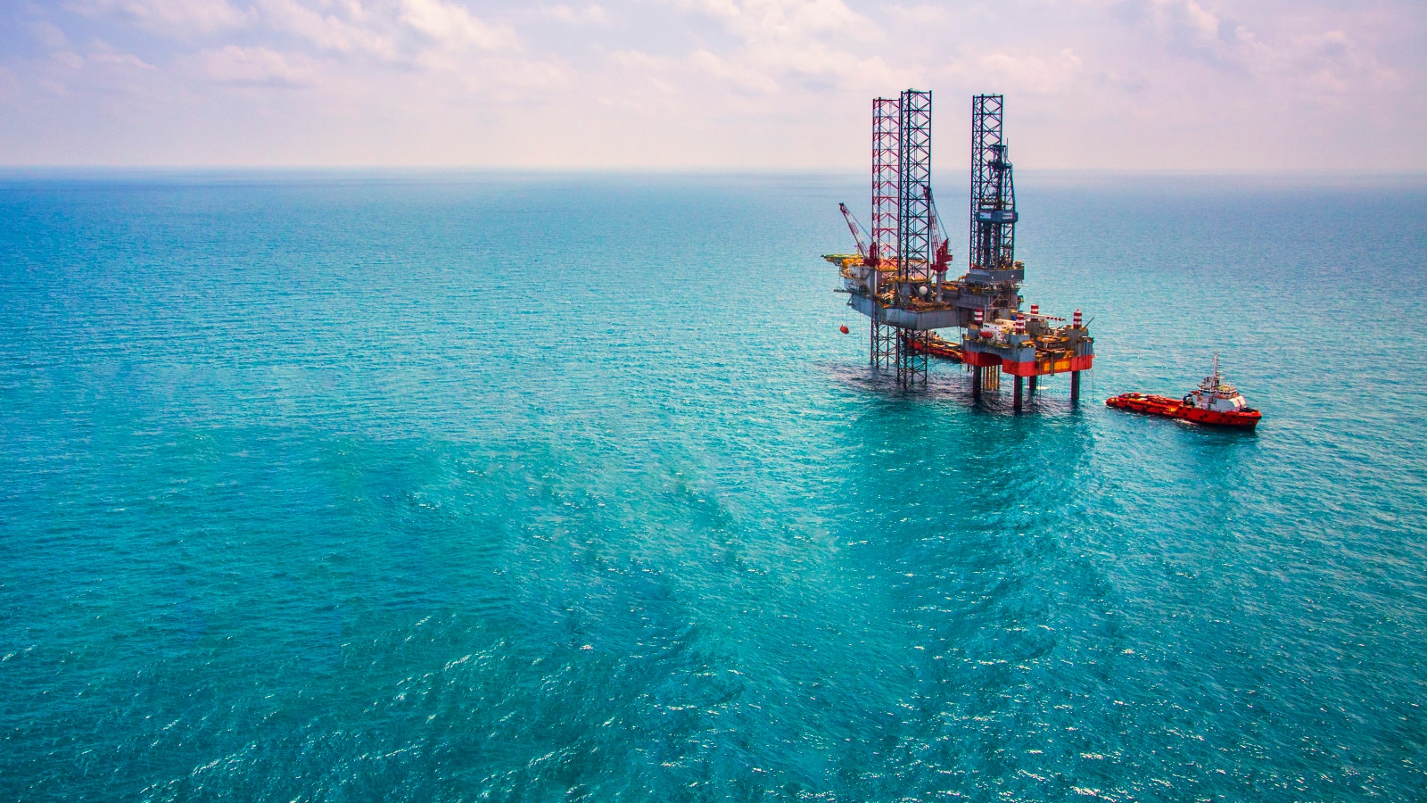 Oil and gas platform is ocean