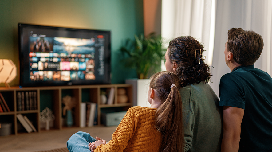 A family watching TV