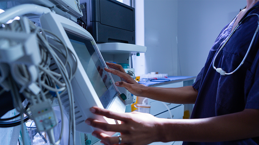 A person using medical equipment
