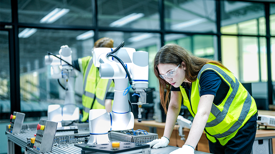 A worker in a safety vest