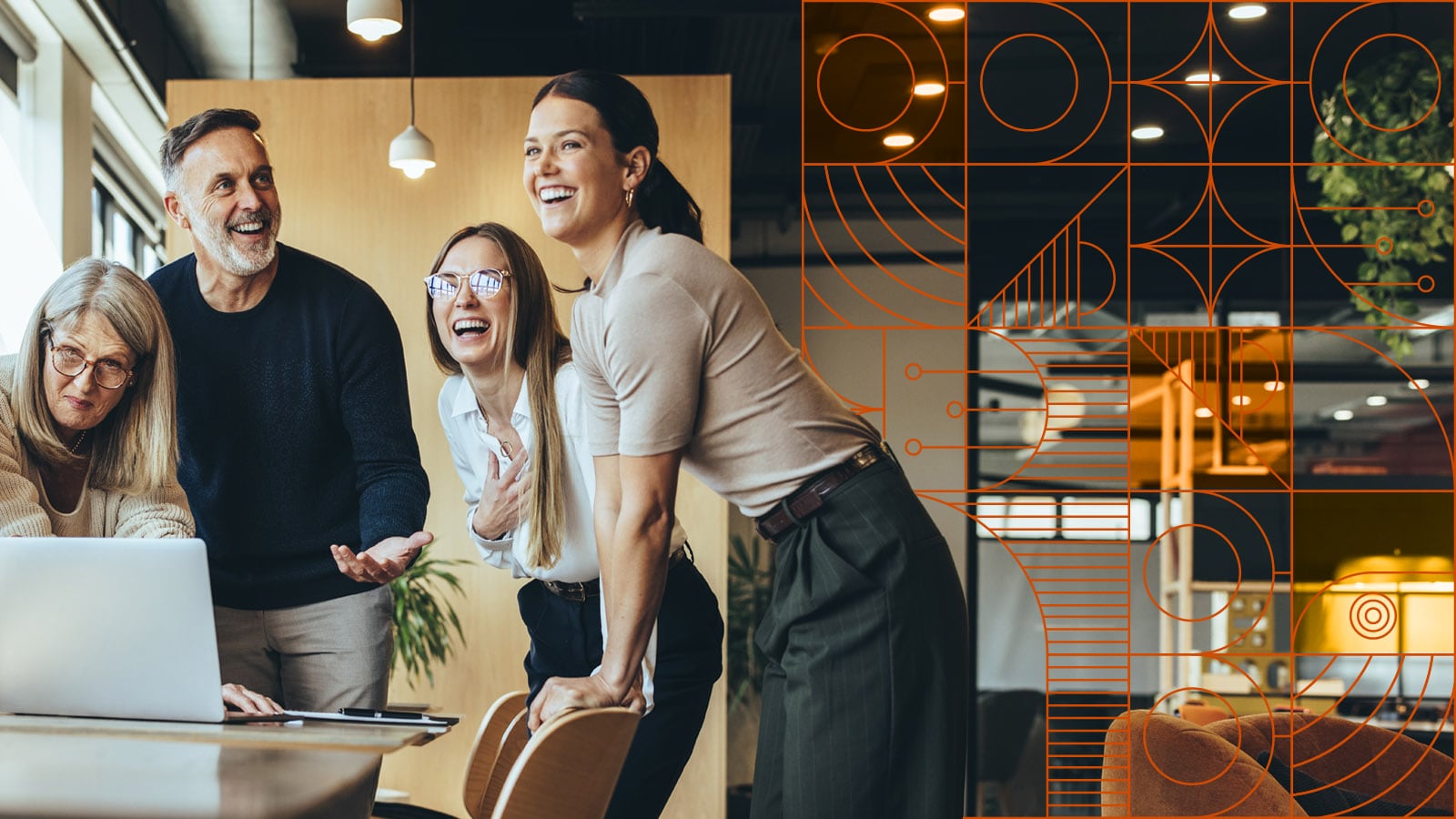 Office workers discussing insights